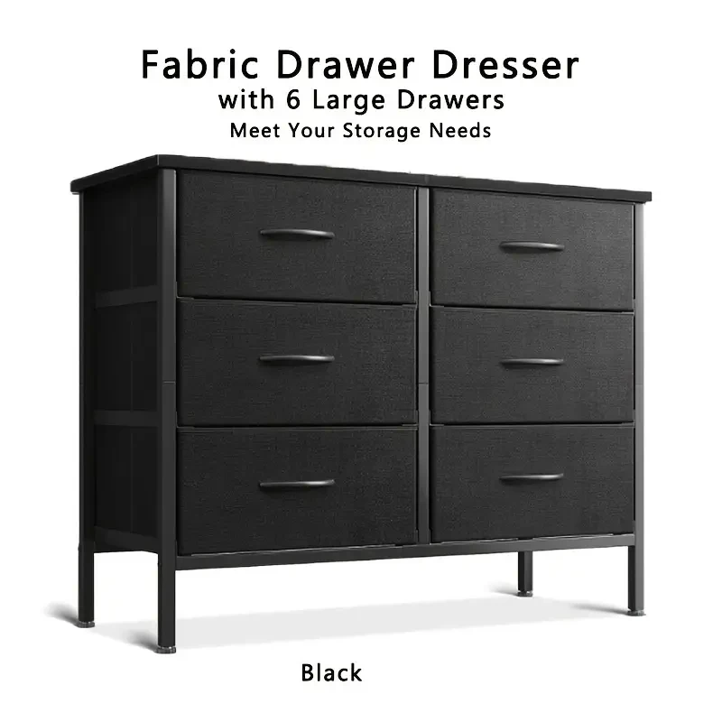 1pc Fabric Drawer Dresser for Bedroom Dresser TV Stand with 6 Storage Drawers  Perfect Closet Organizer for Clothes