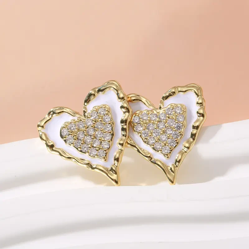 1 Pair of Womens Fashion Earrings Heart-Shaped, Stainless Steel, Hypoallergenic Perfect for the Beach, Party, and Vacation