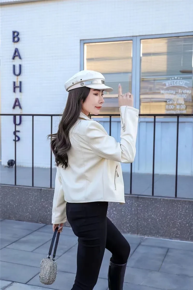 Fashion Black Jacket Lapel High Waist Zipper