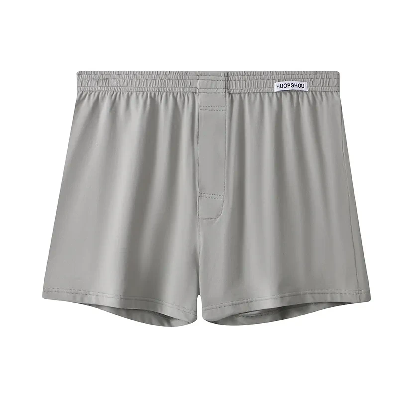 Loose Breathable Plus Size Men's Underwear Solid Color Boxers Light Gray