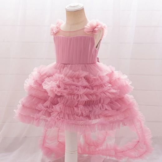 New Children's Sleeveless Mesh Long Dress
