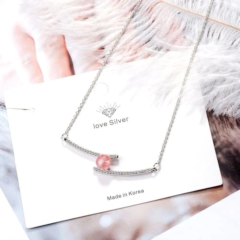 Simple Strawberry Crystal Crystal With Peach Blossom Setting