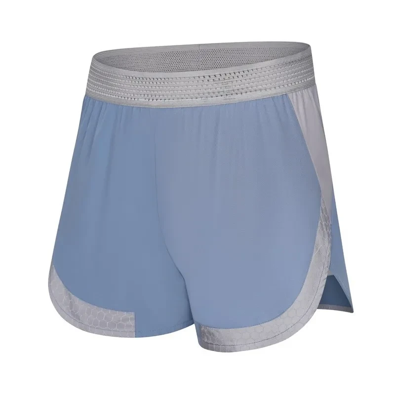 Summer Marathon Running Double-layer Breathable Quick-drying Wicking Fitness Shorts Haze Blue