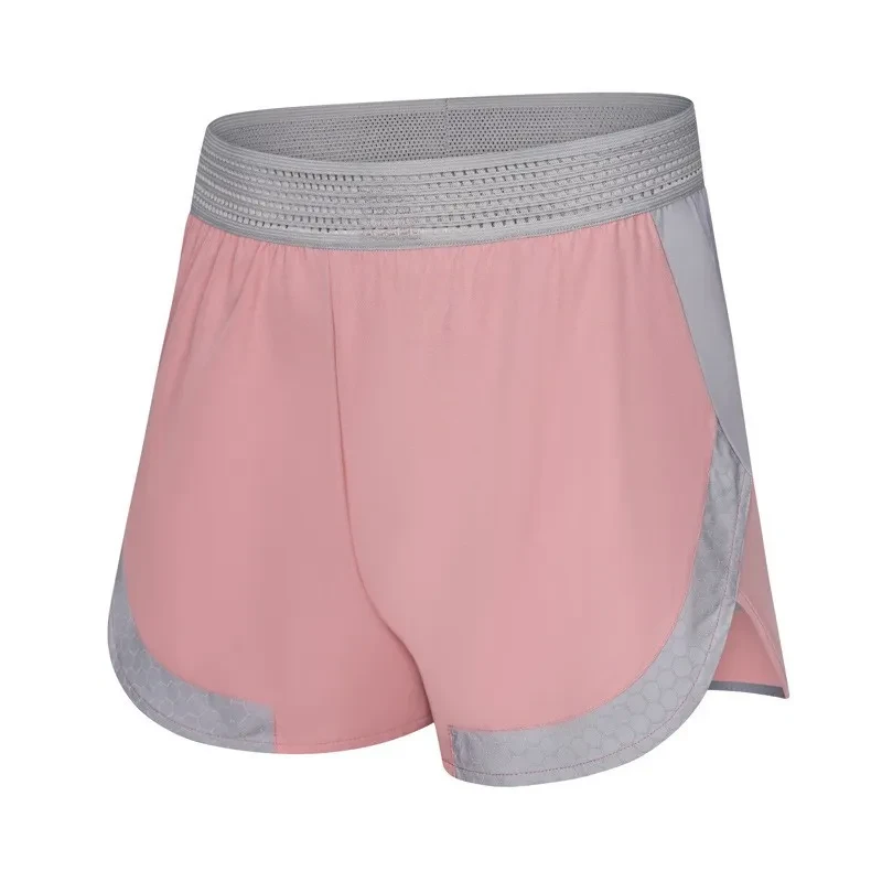 Summer Marathon Running Double-layer Breathable Quick-drying Wicking Fitness Shorts Pink