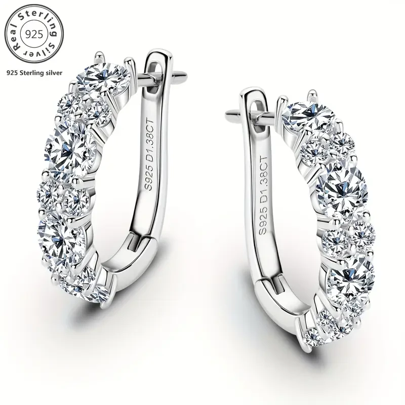 Elegant 925 Silver Ring Earrings, Vintage Bohemian Moissanite, 18K Gold-Plated, Perfect for Weddings & Holidays, Ideal Birthday & Valentine's Day Gifts for Women