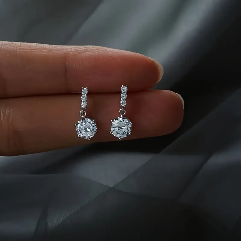 Elegant and Refined Zirconia Earrings Stylish Pendant Earrings, Delicate and Elegant Ear Studs