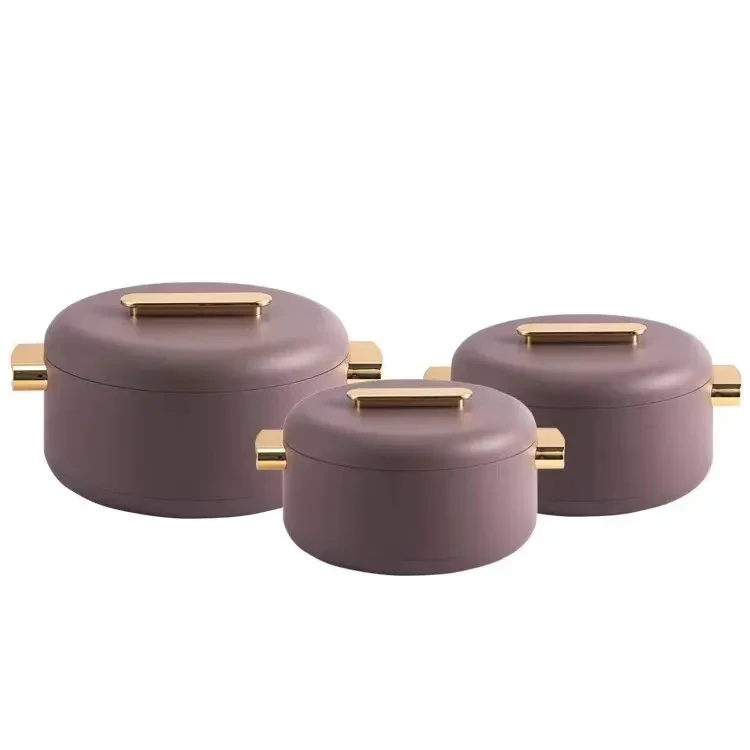 Solid Color Gold Handle Double Layer Thermal Box