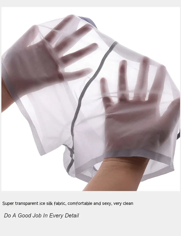 Ultra-thin Transparent Ice Silk Low Waisted Underwear Light Gray