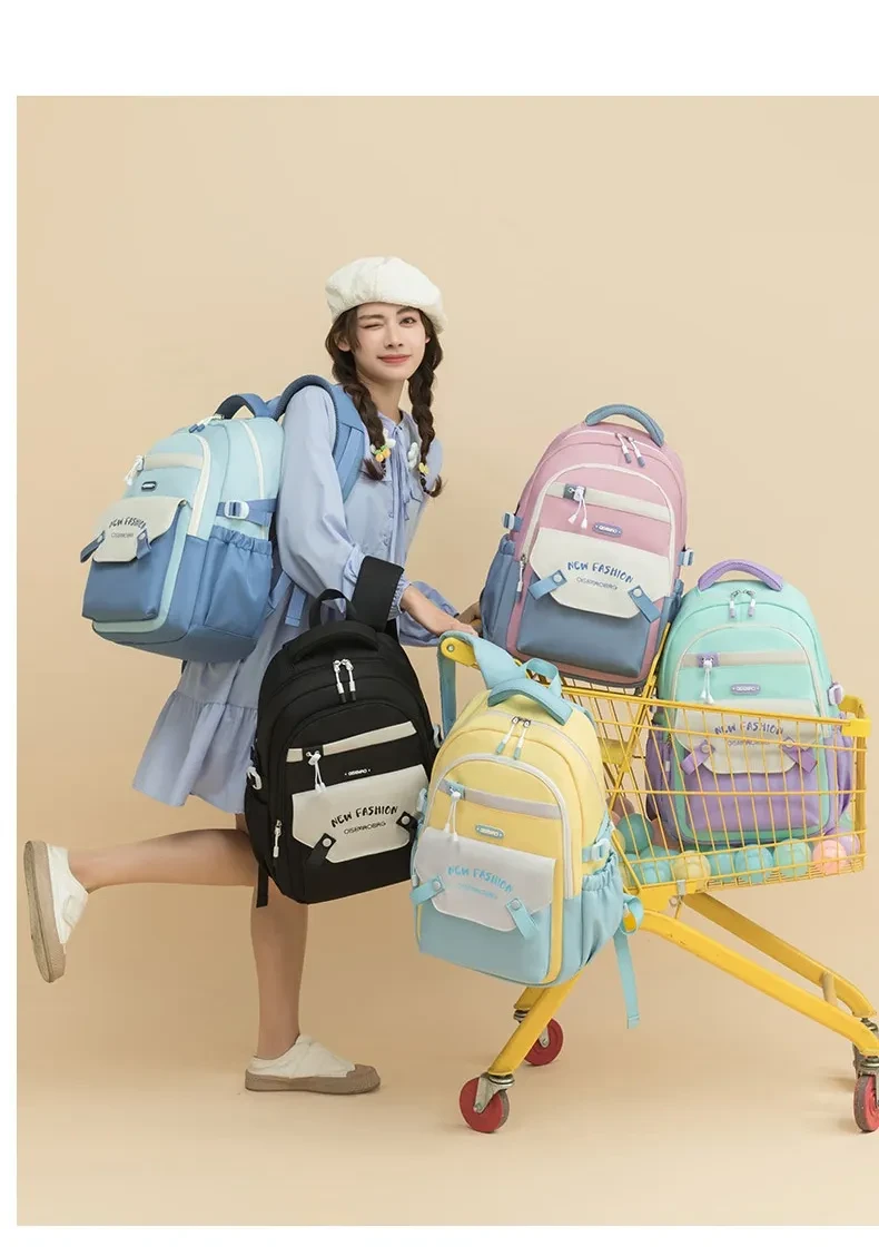 New Student Schoolbag Colorful Contrast Color Schoolbag
