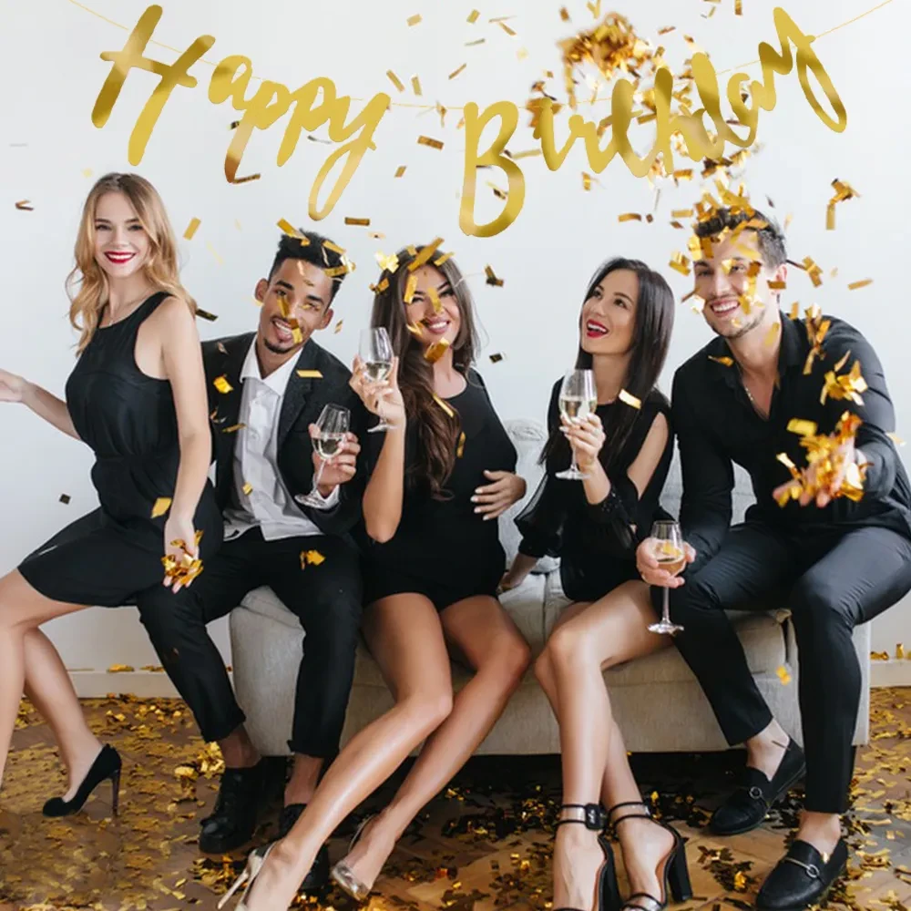 Golden English Happy Birthday Birthday Banner 2.5m