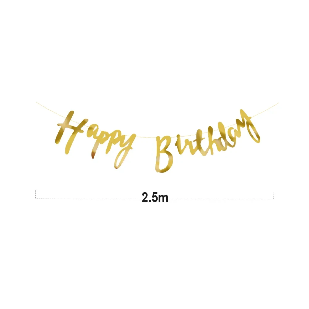 Golden English Happy Birthday Birthday Banner 2.5m