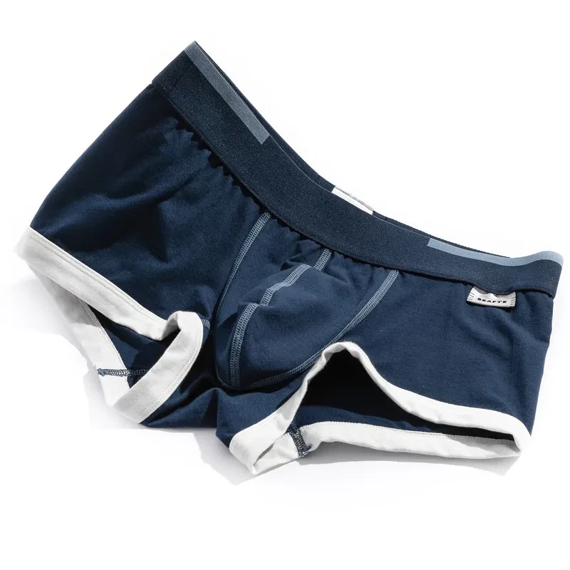 Men's Purified Cotton Underwear Personality Solid Color Boxers Sapphire Blue