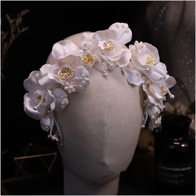 Handmade Beaded Petal Hair Band For The Bride