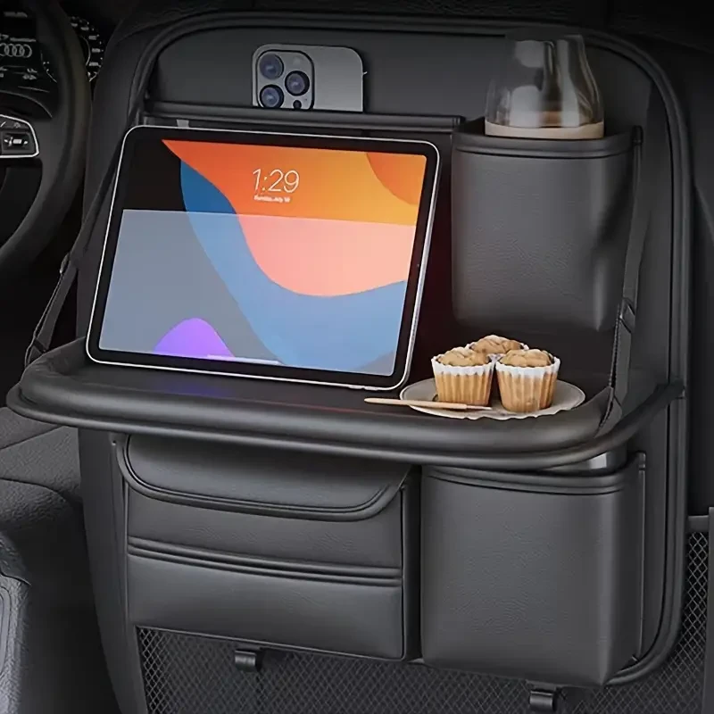 Premium All-in-One Car Back Seat Organizer with Foldable Table & Laptop Station