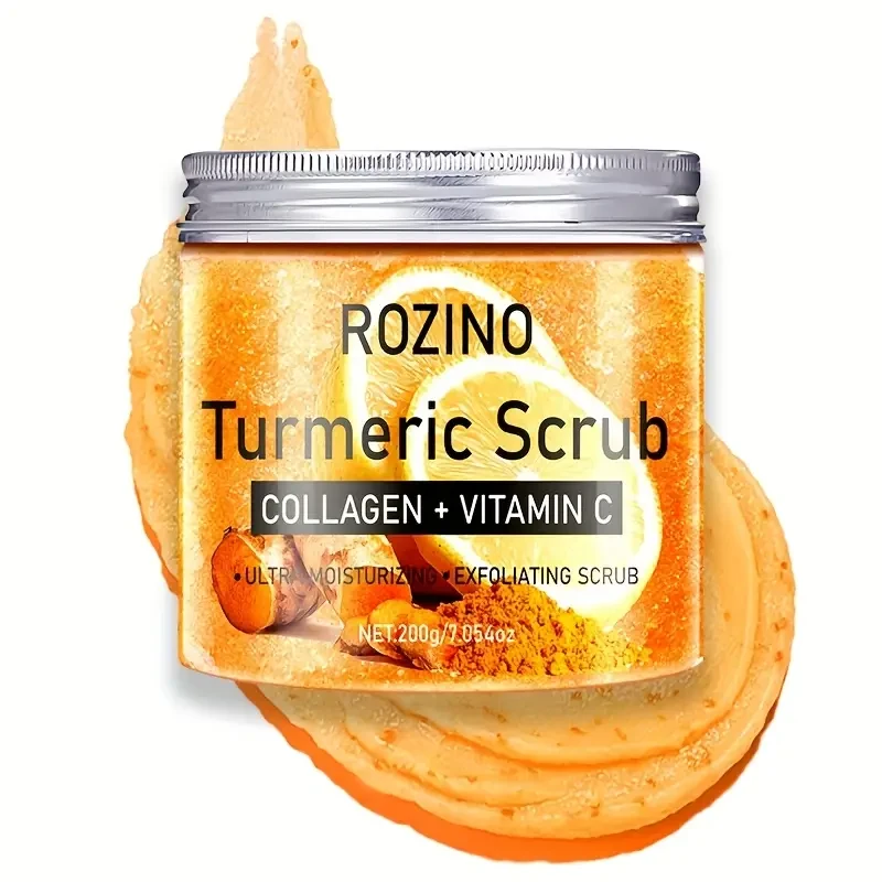 ROZINO Turmeric Glow Scrub  With Collagen, Vitamin C & Sea Salt Exfoliator