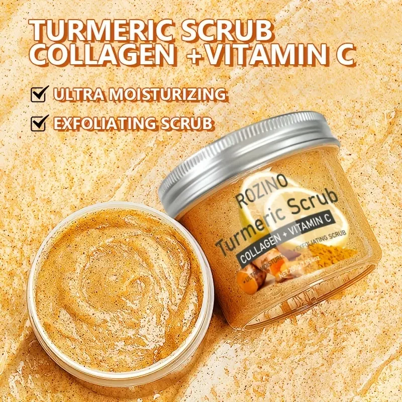 ROZINO Turmeric Glow Scrub  With Collagen, Vitamin C & Sea Salt Exfoliator