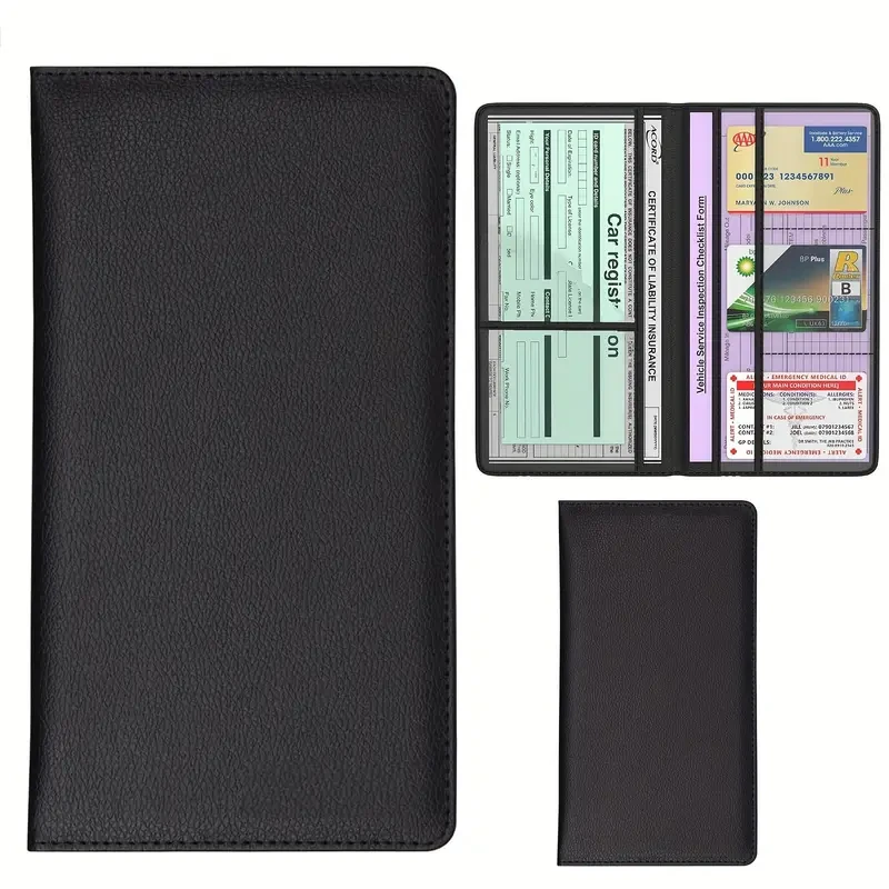 Car Registration and Insurance Holder Vehicle Glove Box Organizer for Documents, License, Cards & Essentials