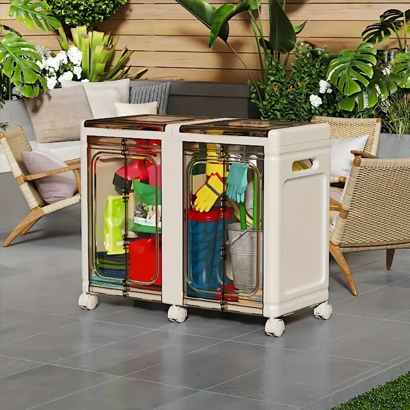 Life Proclamation 1-Pack Transparent Storage Cabinet with Wheels Large Capacity High Quality Plastic Organizer for Indoor/Outdoor Use