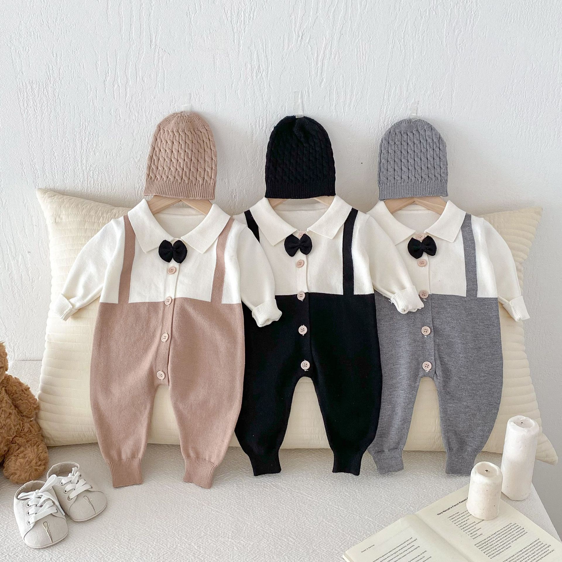 Autumn And Winter New Children's Clothing Infant Lapel Gentleman Tie False Two-piece Suit