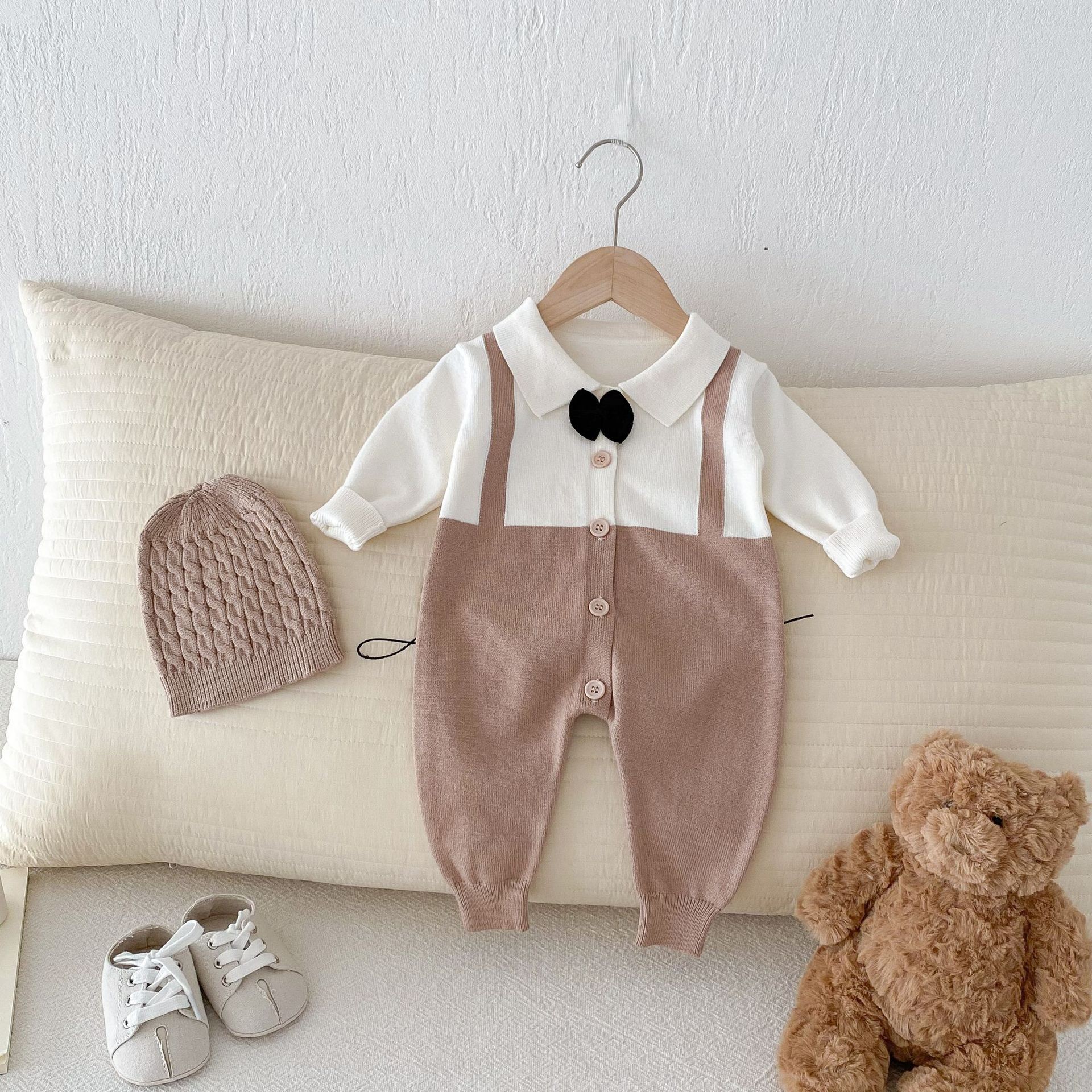 Autumn And Winter New Children's Clothing Infant Lapel Gentleman Tie False Two-piece Suit