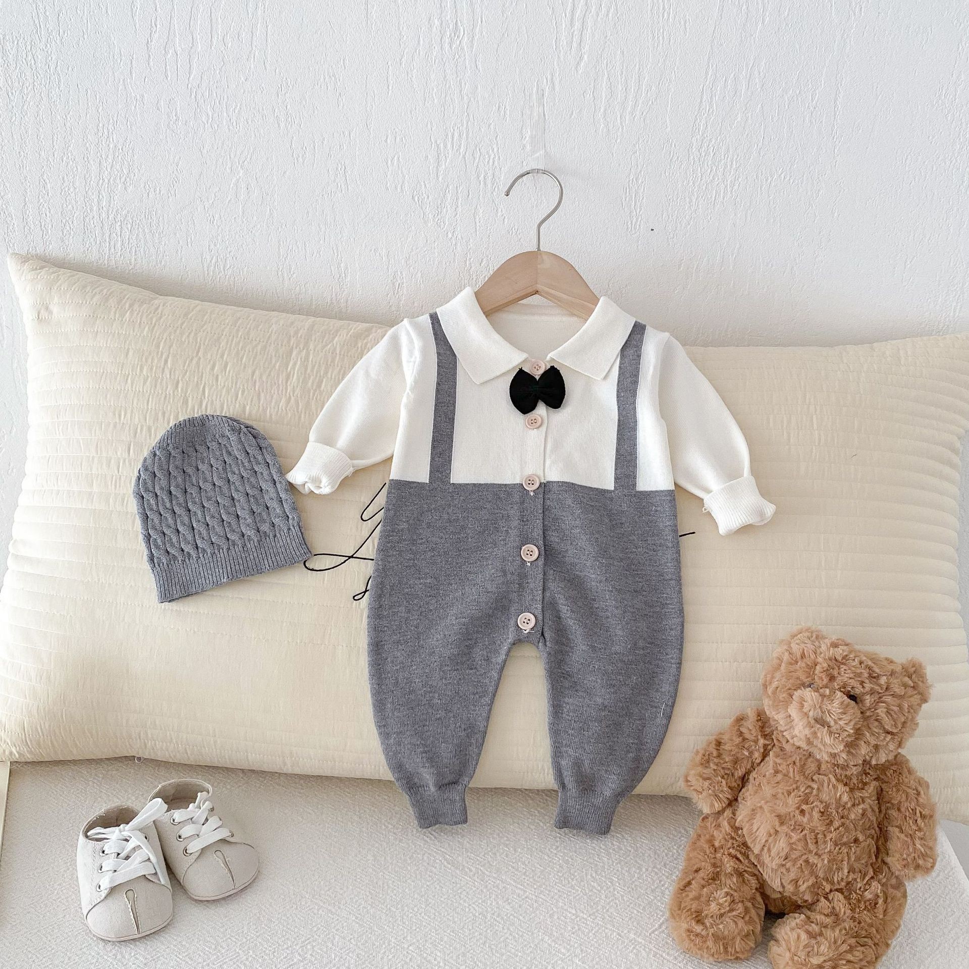 Autumn And Winter New Children's Clothing Infant Lapel Gentleman Tie False Two-piece Suit