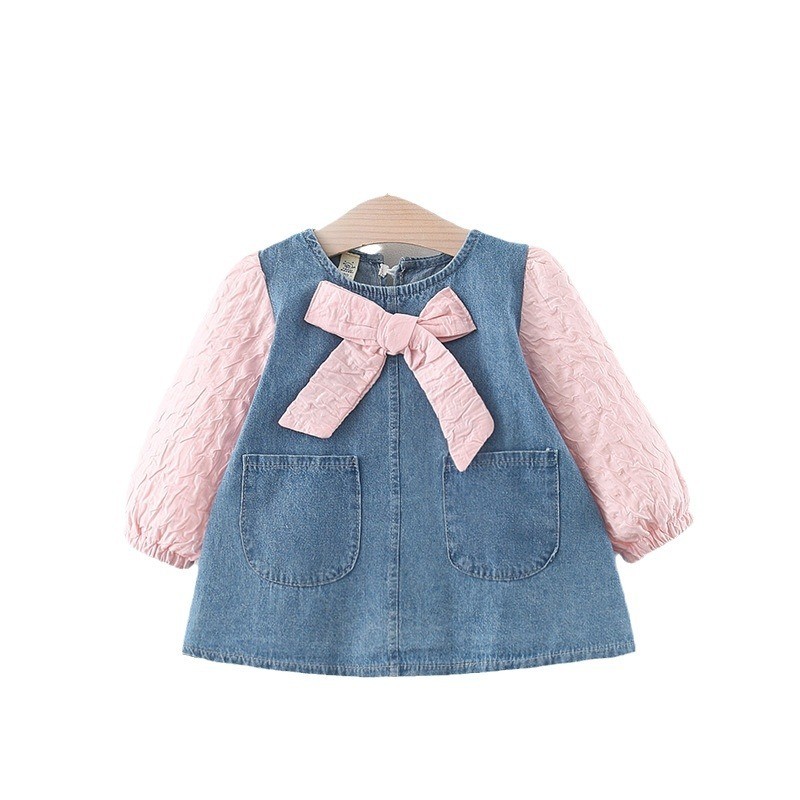 Baby Girl Dress Solid Color Denim Princess Skirt