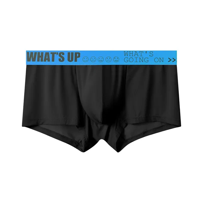 Men's Thin Ice Silk Mid-rise Boxers Briefs Black