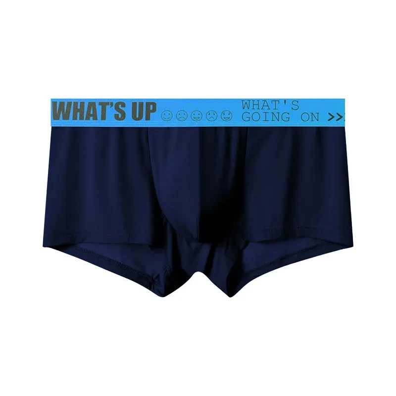 Men's Thin Ice Silk Mid-rise Boxers Briefs Sapphire Blue