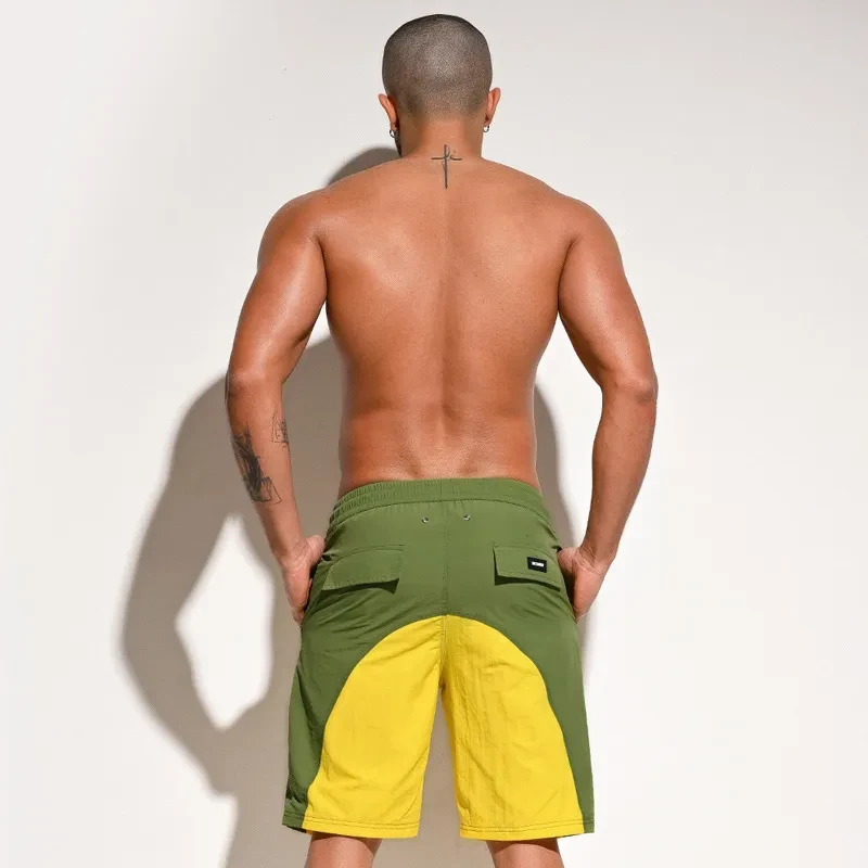 Men's Beach Shorts Sports Casual Pants Green And Yellow