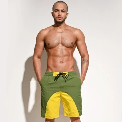 Men's Beach Shorts Sports Casual Pants Green And Yellow