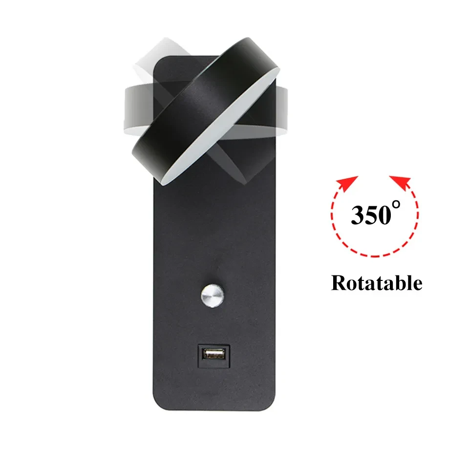 Led Wall Lamp Bedroom Bedside Lamp Wall Lamp Rotating Stepless Dimming Lamp Modern Minimalist Wall Lamp Background Wall Decoration