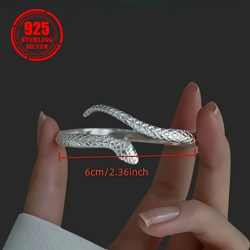 925 Sterling Silver Hypoallergenic Adjustable Snake Open Bracelet: A Bold Statement of Style and Elegance