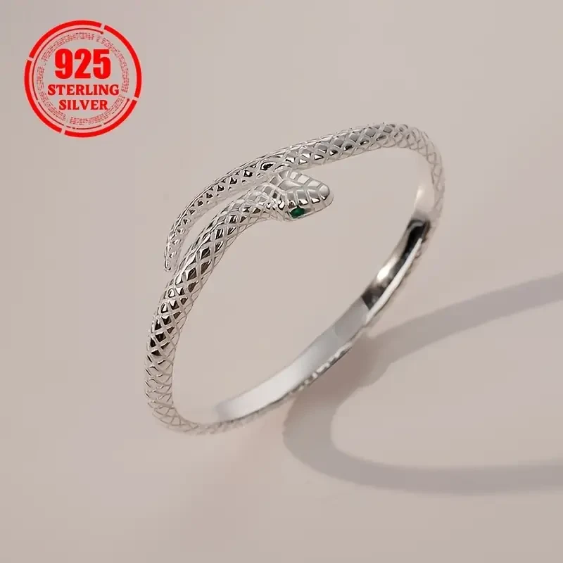 925 Sterling Silver Hypoallergenic Adjustable Snake Open Bracelet: A Bold Statement of Style and Elegance