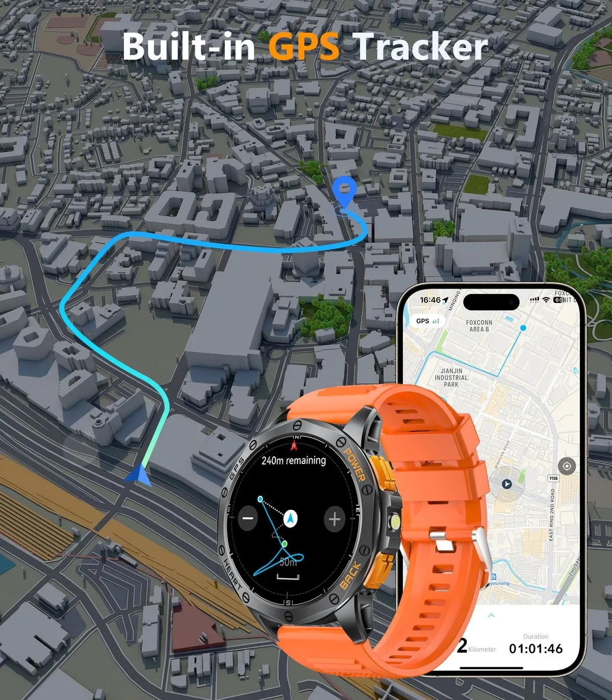 Outdoor MD53 Smart Watch GPS Waterproof Sports Watch Compass