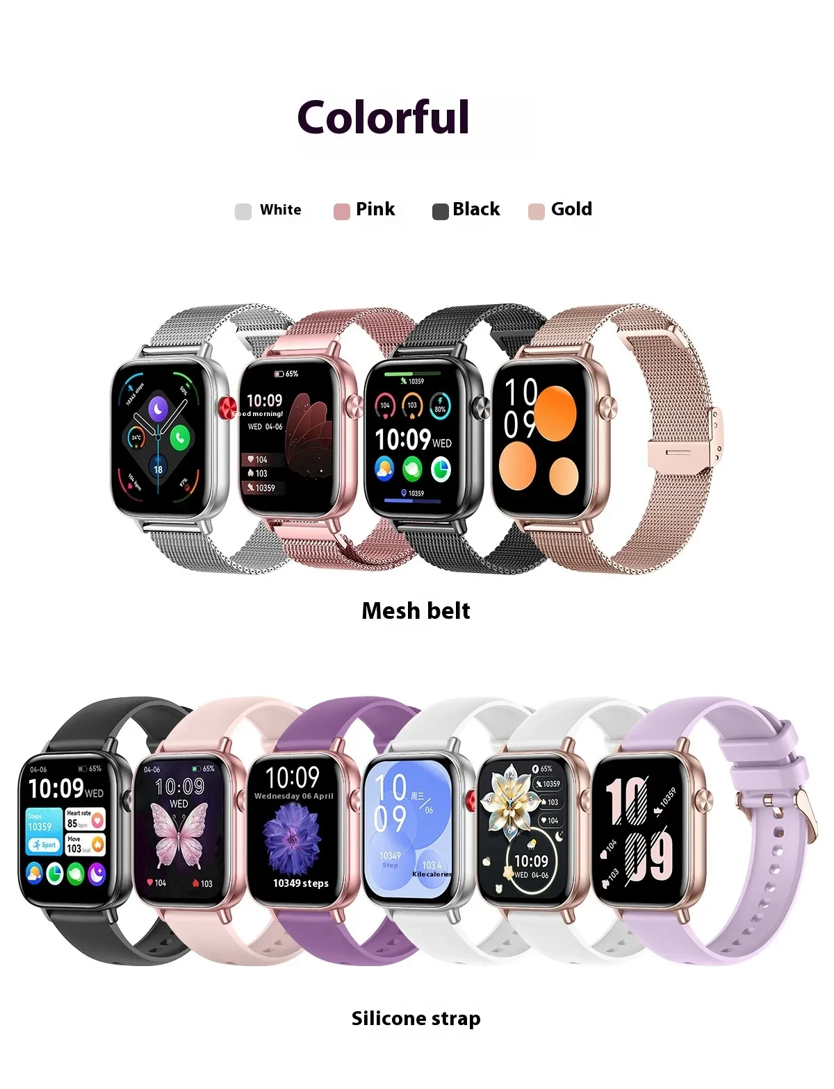 Smart Watch Mobile Pedometer Heart Rate Monitoring Bluetooth Calling 169 Touch Display Smart Bracelet