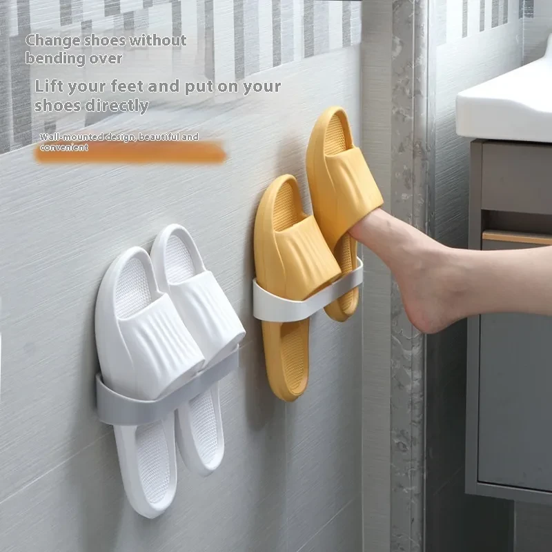 Light Luxury Bathroom Wall-mounted Slippers Storage Rack