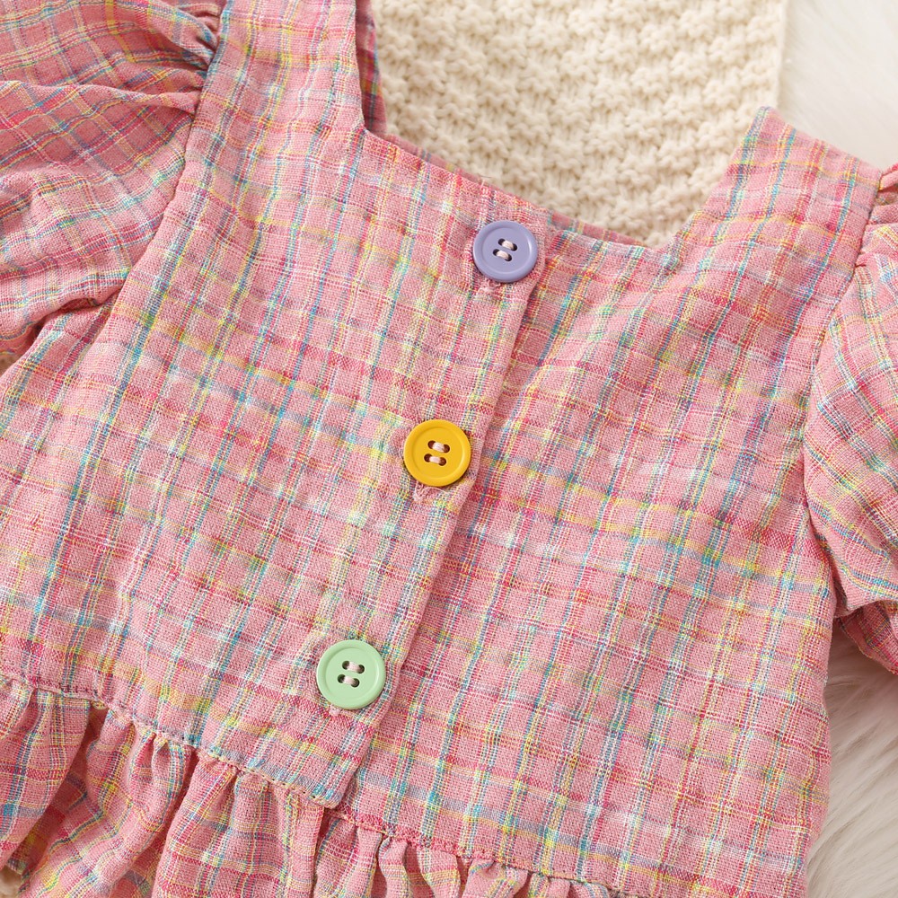Girls Fashion Personality Plaid Top Shorts Suit