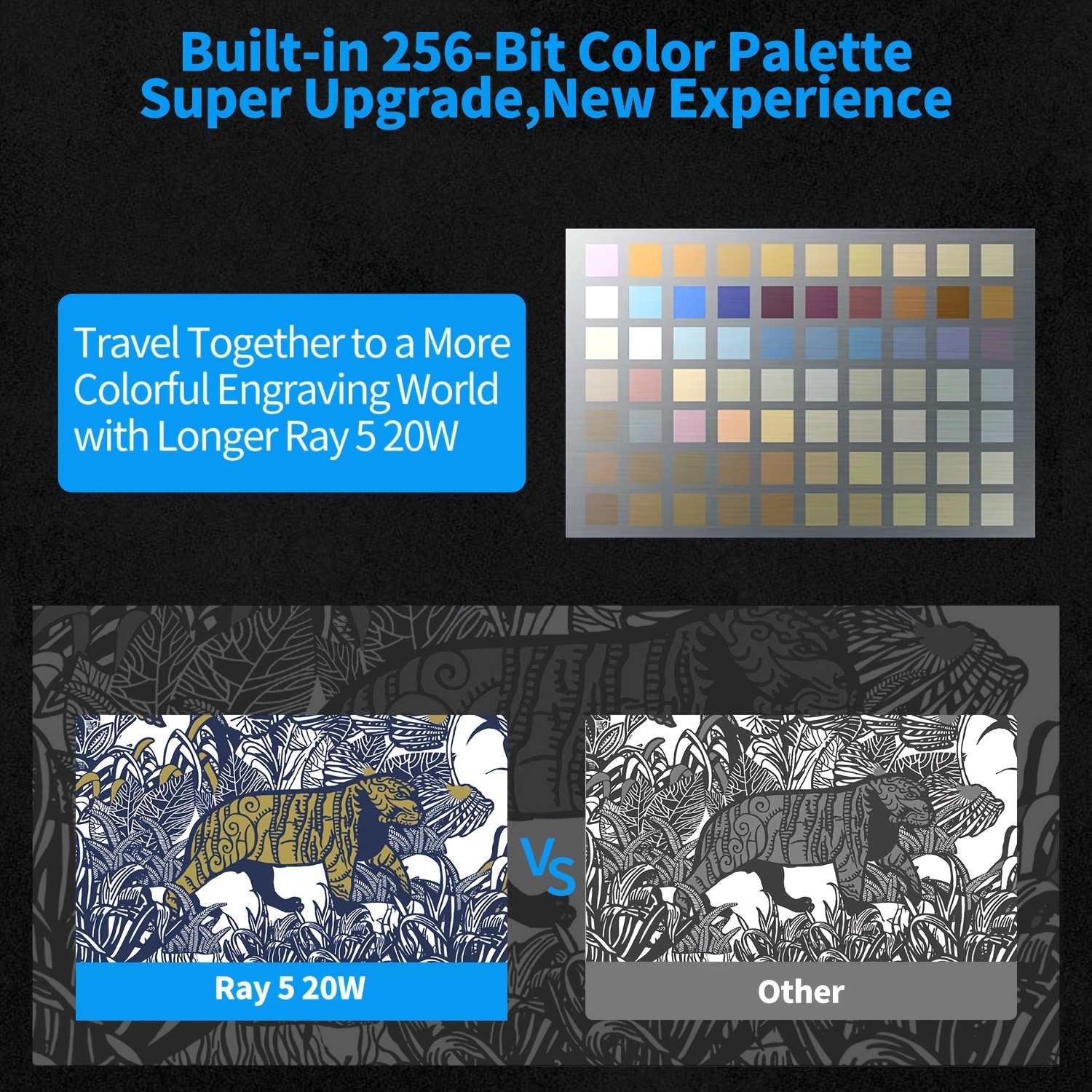 Longer RAY5 Laser Engraver  20000mW Output Power, 3.5" Touch Screen, APP Offline Control, DIY Engraver Tool for Metal, Glass, Wood, Engraving Area 15.75"x14.37"