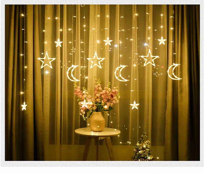 Crescent Moon And Star String Lights