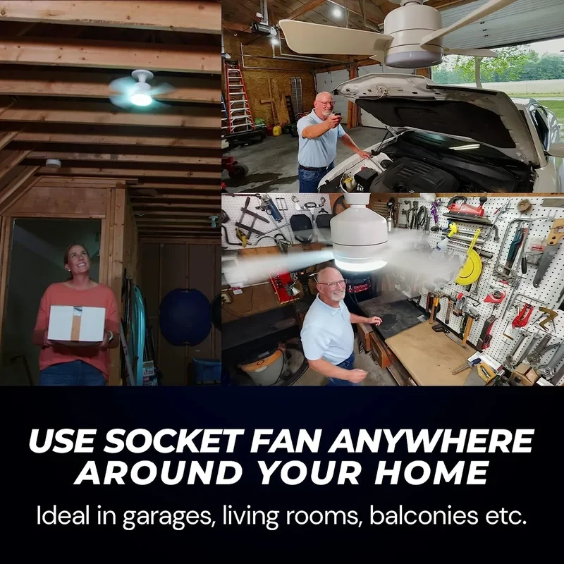 Bright Cool Ceiling Socket Fan & Light with Remote