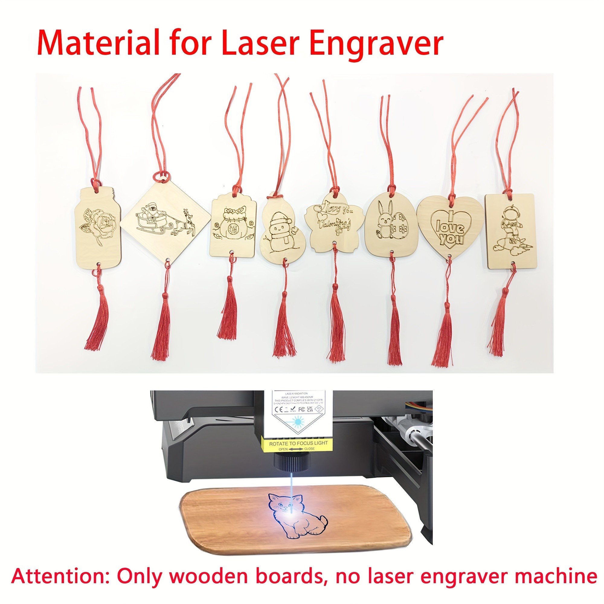 EasyThreed Laser Engraver 18pcs Wood Craft Set  DIY Decoration Materials, Perfect for Gifts & Projects