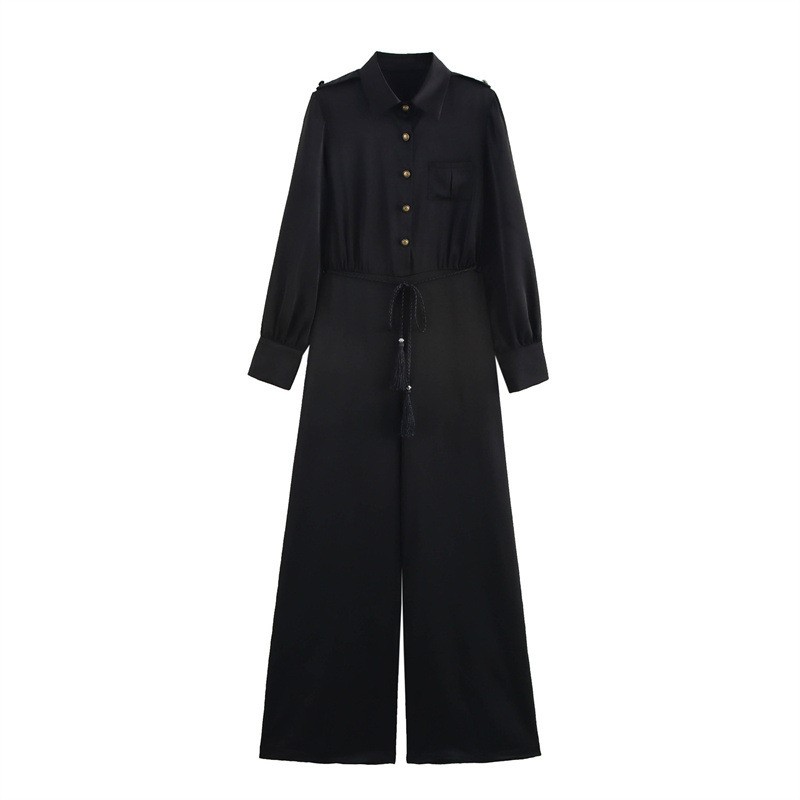 European And American Style Design With Belt Wide Leg Jumpsuit