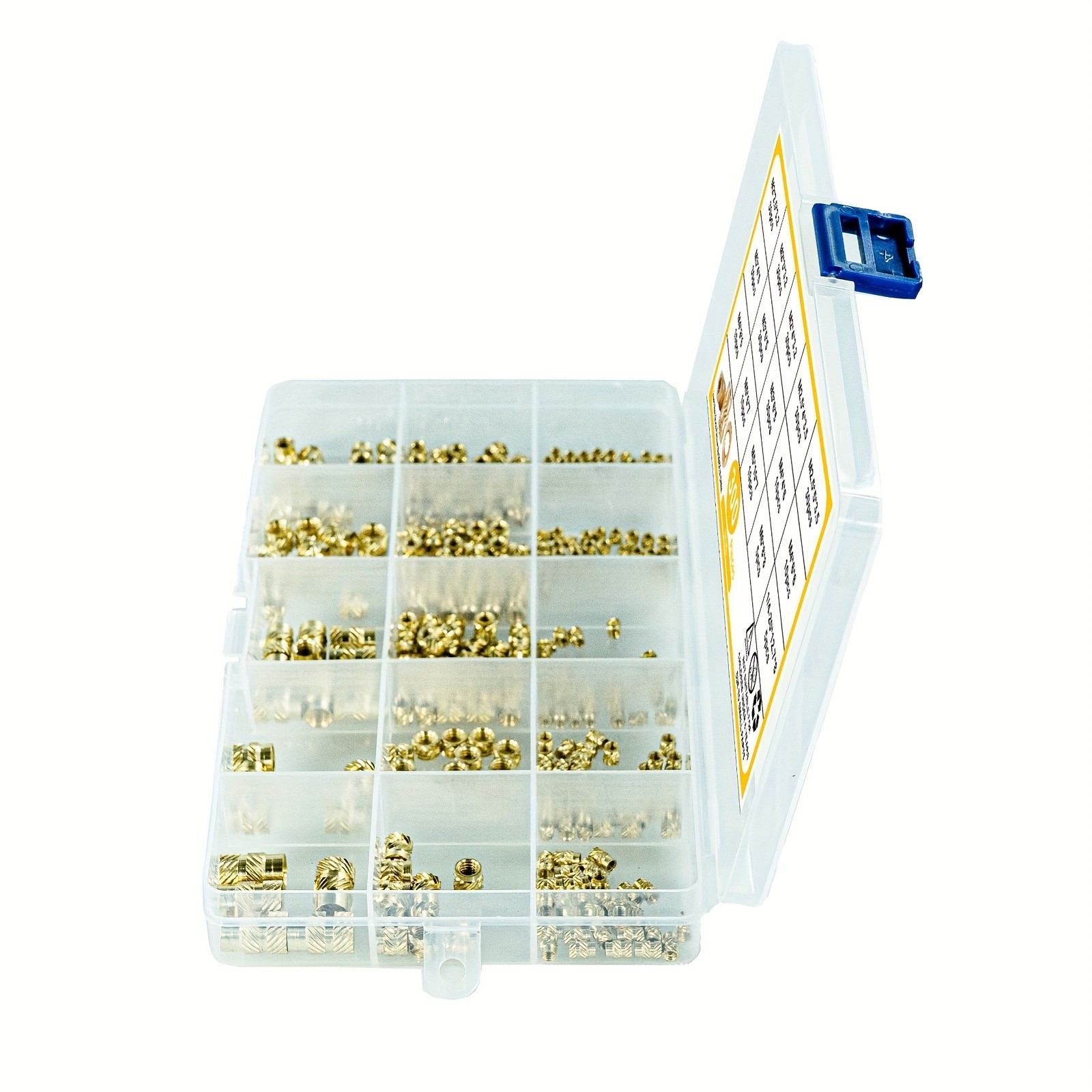 300pcs Brass Threaded Inserts for 3D Printer Parts Heat Set Screw Inserts, Knurled Thread Embedment Nuts, Multisize Assortment Kit for Plastic Cylinder Shapes, Uncharged - Without Battery