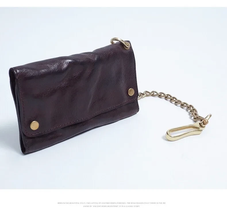 Skeleton-skin Trifold Wallet Vintage Large Capacity Cowhide Wallet