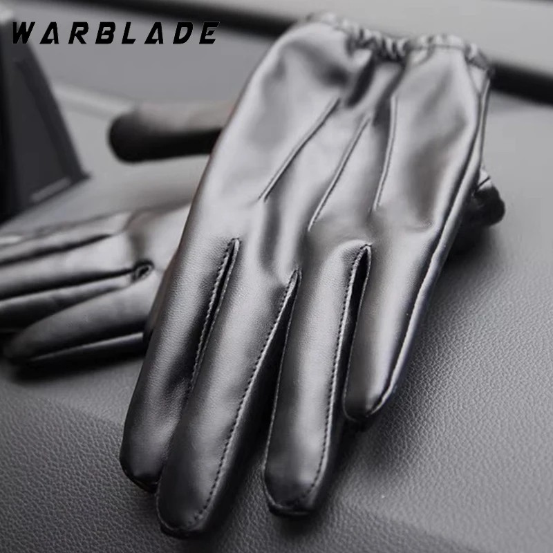 Fashion Men Women Winter PU Leather Gloves