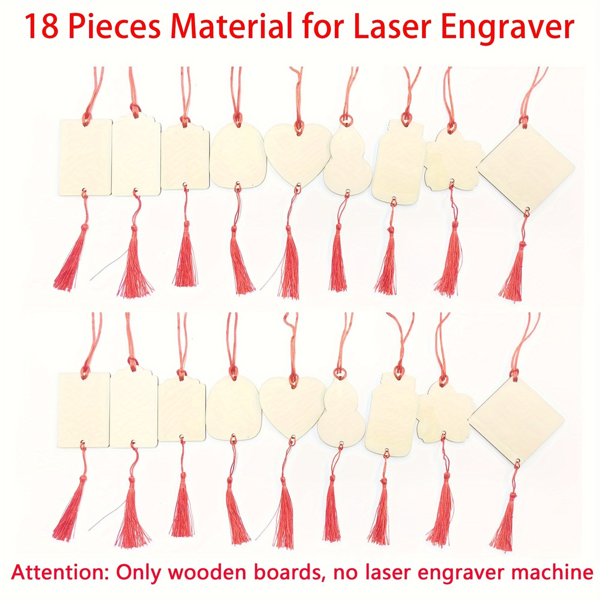 EasyThreed Laser Engraver 18pcs Wood Craft Set DIY Decoration Materials, Perfect for Gifts & Projects