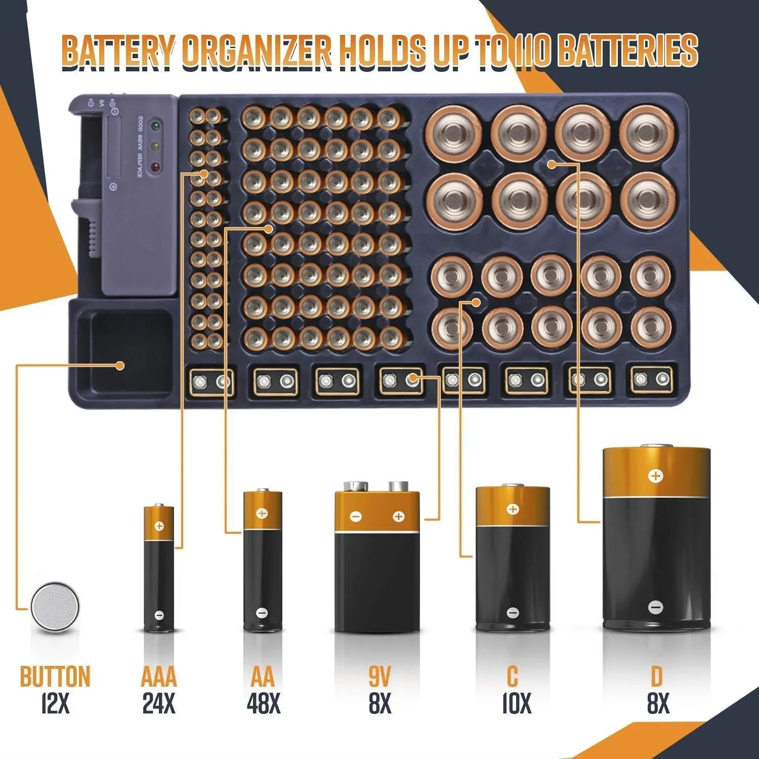 Battery Organizer Storage Case