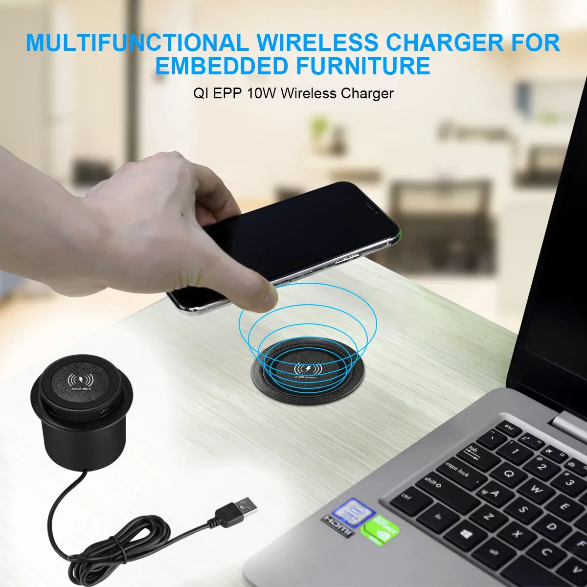 3-in-1 Multi-function Hidden USB Desktop Wireless Charger