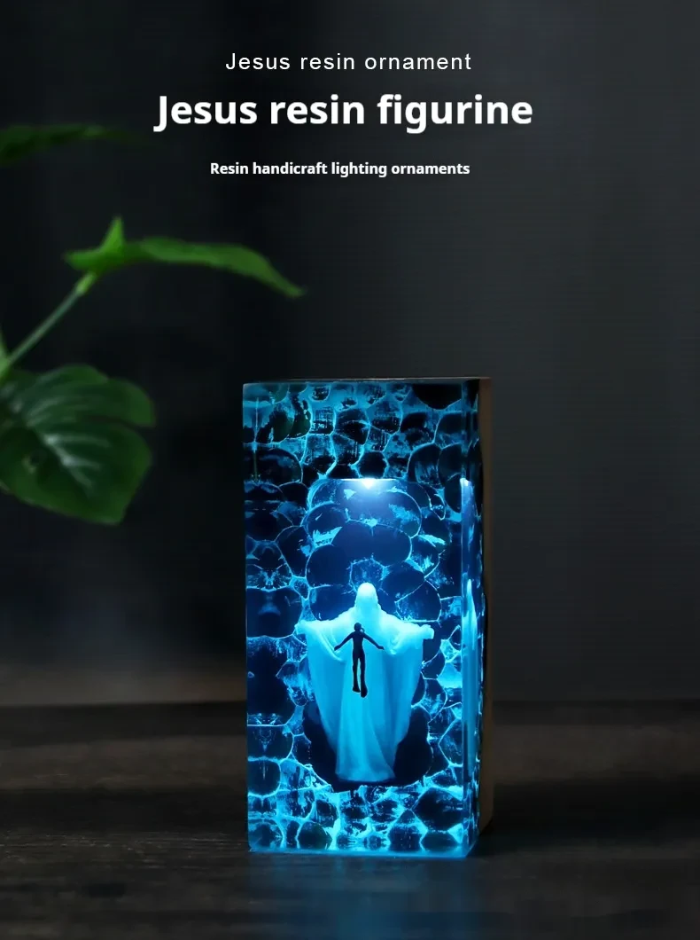 Resin Night Light Jesus Desktop Decoration Crafts