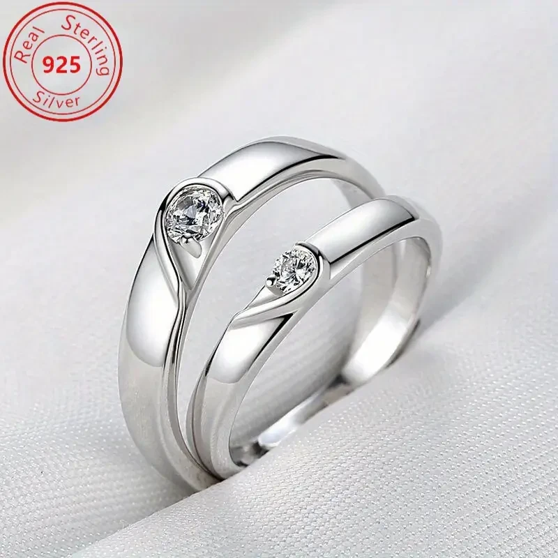 Elegant French Style 0.5-Carat Moissanite Couple Ring  A Timeless Statement of Love